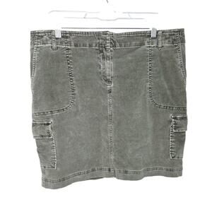 J Jill Gray Corduroy Utility Cargo Skirt Womens Size 14 Casual Gorpcore Boho
